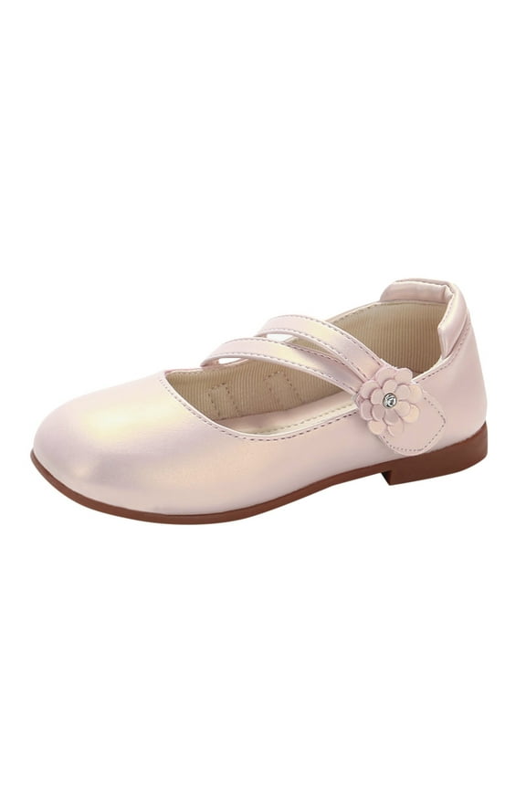 Girls Round Toe Ankle Strap School Shoes - Platform Oxford Dress Shoe Pumps(Pink,8-9 Years)