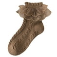 thumbnail image 1 of Povozer Girls Ruffle Socks Toddler Ruffle Socks 7t-9t Children's Socks Spring Fall Girls Socks Dance Breathable Student Short Socks Children's Socks Size 7-9 Years,Brown, 1 of 4
