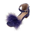 thumbnail image 1 of Povozer Girls Sandals Low Heel Dress Ankle Strap Wedding Party Shoes for Girls(Purple,4.5 Big Kid), 1 of 6