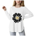 thumbnail image 1 of Povozer Girls Shirts Fashion Girls Long Sleeve T Shirts Kids Fall Tops Crewneck Basic Tees for 13-14 Years,White, 1 of 4