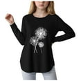 thumbnail image 1 of Povozer Girls Shirts Fashion Girls Long Sleeve Tees Girls' Soft T-Shirts Kids Basic Crewneck T-Shirts Top for Teen Youth Girls for 9-10 Years,Black, 1 of 4