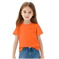 thumbnail image 1 of Povozer Girls Shirts Short Sleeve Shirt for Girls Short Sleeve Heart Pocket Kids Shirts for Girls Tshirt Graphic Tee Shirt Litter Girls Tops for 4-5 Years,Orange, 1 of 9