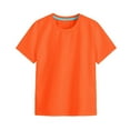 thumbnail image 1 of Povozer Girls Short Sleeve Oversized T Shirts Girls Shirts Short Sleeve Soft Cotton T-Shirts Plain Tees Tops Clothes for Kids for 5-6 Years,Orange, 1 of 4