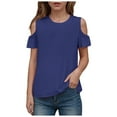 thumbnail image 1 of Povozer Girls Short Sleeve T Shirts Girls Pleated Oversized T Shirts Kids Summer Short Sleeve Crewneck Casual Tops Tees for 5-6 Years,Dark Blue, 1 of 6