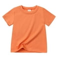 thumbnail image 1 of Povozer Girls Short Sleeve T Shirts Kids 18 Months-9 Years 2025 Girls Summer T Shirts Kids Casual Crewneck Short Sleeve Loose Basic Tee Tops for 3-4 Years,Orange, 1 of 4