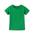 thumbnail image 1 of Povozer Girls Short Sleeve T Shirts Kids Girls Short Sleeve Heart Pocket Kids Shirts for Girls Tshirt Graphic Tee Shirt Litter Girls Tops for 10-11 Years,Green, 1 of 9