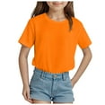 thumbnail image 1 of Povozer Girls Short Sleeve T Shirts Kids Girls Summer T Shirts Kids Casual Crewneck Short Sleeve Loose Basic Tee Tops for 18-24 Months,Orange, 1 of 4