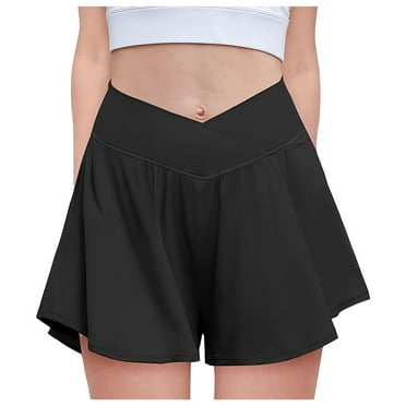 Povozer Girls Shorts Clothes Toddler Girls Sweat Shorts Waist Drawstring Solid Athletic Shorts Running Pants Kids Summer Beach Clothes for 9-10 Years,Black