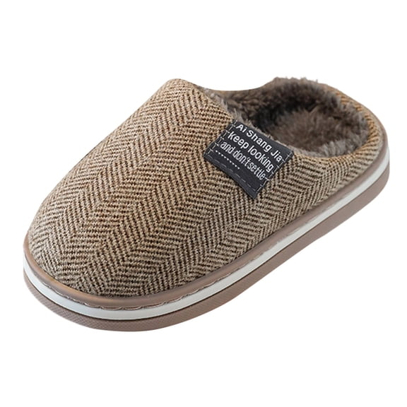 Povozer Girls Slippers Kids Winter House Shoes Anti-Slip Soft Coral Fleece Slipper(Coffee,13)