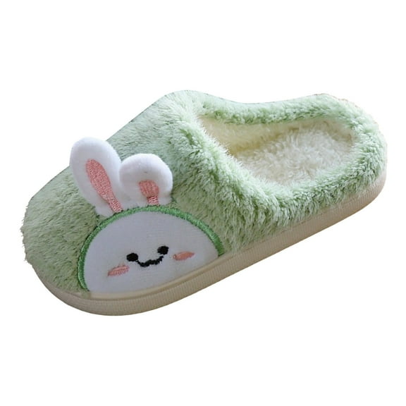 Povozer Girls Slippers Memory Foam Toddler Kids Comfort Plush Fleece Lined House Shoes(Green,10)