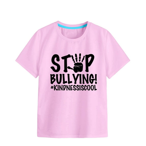 Povozer Girls Soft Short Sleeve Crew Neck T Shirts 6 Color Printed T Shirt Long Sleeve Light Shirt (Pink, 7-8 Years)