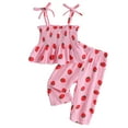 thumbnail image 1 of Povozer Girls Summer Outfit Toddler Baby Girls Summer Outfit Sleeveless Embroidery Clothes Toddler Kids Tank Tops Bell-bottom Pants Set for 18-24 Months,Red, 1 of 6