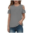 thumbnail image 1 of Povozer Girls' Summer T Shirts Crewneck Girls Pleated Oversized T Shirts Kids Summer Short Sleeve Crewneck Casual Tops Tees for 7-8 Years,Grey, 1 of 6