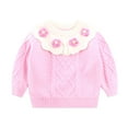 thumbnail image 1 of Povozer Girls Sweater Pullover Crew Neck Warm Patterns Casual Knitwear(Pink,7-8 Years), 1 of 4