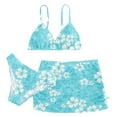 thumbnail image 1 of Povozer Girls Swimsuit 3 Piece Bathing Suits Girls' 3 Piece Set Floral Print Bikini Swimsuit with Drawstring Beach Skirt Cute Ruched Bathing Suit for 10-12 Years,Sky Blue, 1 of 4