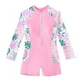 thumbnail image 1 of Povozer Girls Swimsuit Bathing Suit 2025 Toddler Baby Girl Swimsuit Little Kids Zipper Short Sleeve Bathing Suit Beach Rash Guard One Piece Swimwear for 8-9 Years,Pink, 1 of 6