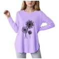 thumbnail image 1 of Povozer Girls Thermal Shirt Long Sleeve Girls Clothes Long Sleeve Shirts Kids Curve Hem Side Slit Soft Tunic Tops Girls Fashion T Shirts,Size 5-6 Years,Purple, 1 of 4