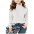thumbnail image 1 of Povozer Girls Turtleneck Sweaters Kids Long Sleeve Knit Pullover(White,2-3T), 1 of 6