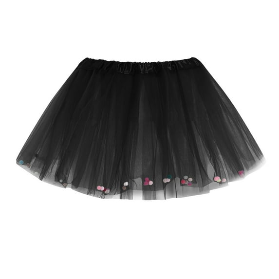 Povozer Girls Tutu Skirt Elastic Tulle Tutu Skirt Dance Ballet Tutu Kids(Black,2-12Y)