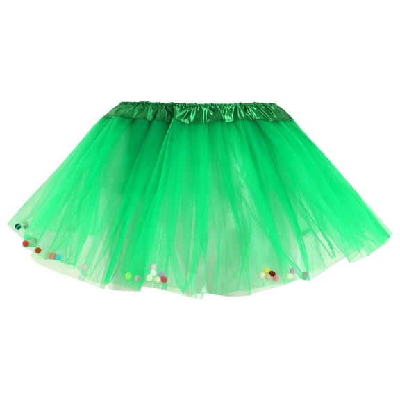 Povozer Girls Tutu Skirt Elastic Tulle Tutu Skirt Dance Ballet Tutu Kids(Green,2-12Y)