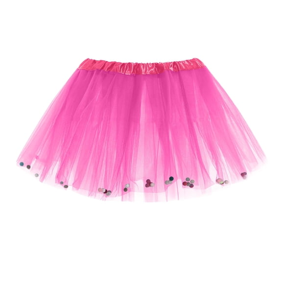 Povozer Girls Tutu Skirt Elastic Tulle Tutu Skirt Dance Ballet Tutu Kids(Hot Pink,2-12Y)