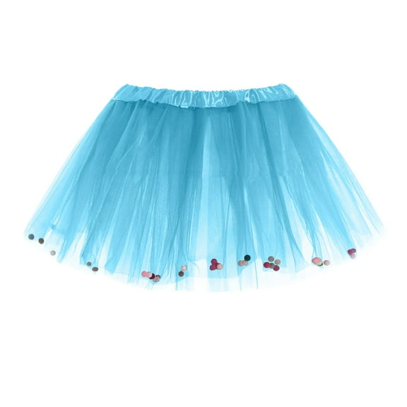 Povozer Girls Tutu Skirt Elastic Tulle Tutu Skirt Dance Ballet Tutu Kids(Sky Blue,2-12Y)