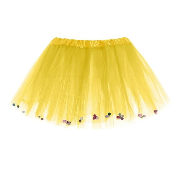 Povozer Girls Tutu Skirt Elastic Tulle Tutu Skirt Dance Ballet Tutu Kids(Yellow,2-12Y)