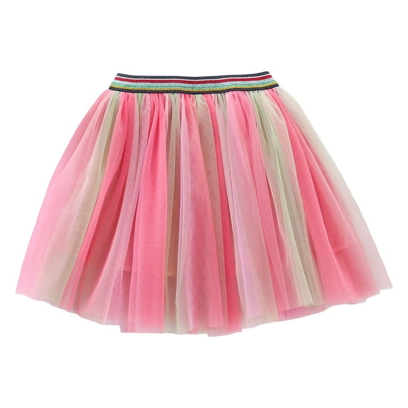 Povozer Girls Tutu Skirt Rainbow Toddler Tulle Ballet Dance Skirt(Pink,2-3T)