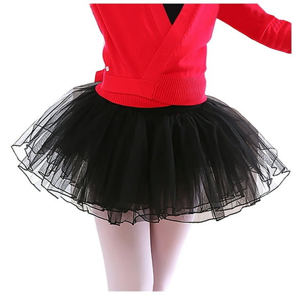 Povozer Girls Tutu Skirt Tulle Ballet Skirts Princess Tutu for Girl Christmas(Black,3-5T)