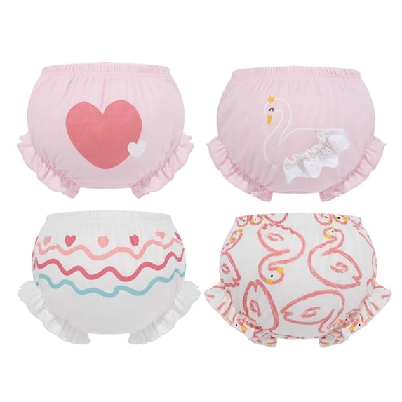 Povozer Girls Underwear Multi Packs 4-5 Kids Toddler Infant Baby Girls Underpants Cartoon Print Underwear Shorts Cotton Ruffled Briefs Trunks 4PCS Size 4-5 Years,Pink