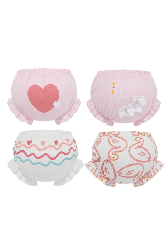 Girls Underwear Organic Cotton 3PC Shorts Set Newborn Baby Girls Boys Pants Cotton Linen Blend Cute Floral Bloomers Triangle Shorts for 4-5 Years,Pink