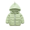 thumbnail image 1 of Povozer Girls' Winter Coat Long Parka Warm Hooded Puffer Jacket(Light Green,12-18 Months), 1 of 4