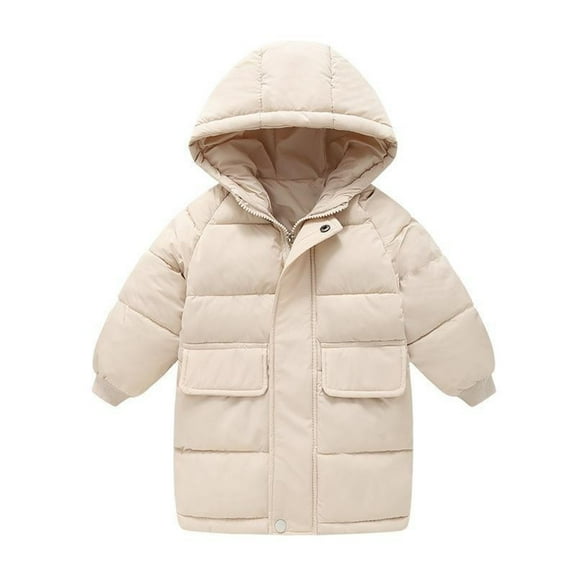 Povozer Girls Winter Coats Warm Jackets Puffer Cotton Wadding Outwear(Beige,3-4Y)