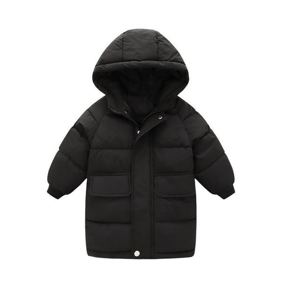 Povozer Girls Winter Coats Warm Jackets Puffer Cotton Wadding Outwear(Black,3-4Y)