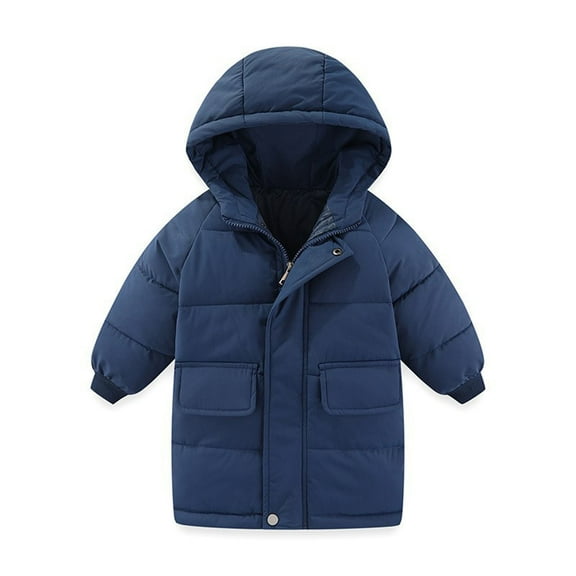 Povozer Girls Winter Coats Warm Jackets Puffer Cotton Wadding Outwear(Dark Blue,4-5Y)