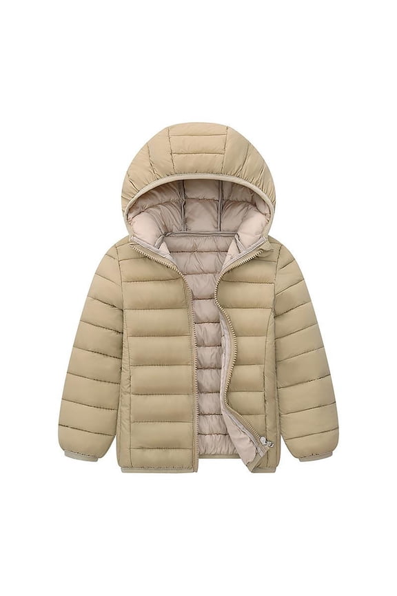 Girls Winter Jacket - Heavyweight Quilted Puffer Parka Coat - Weather Resistant Ski Jacket for Girls(Khaki,10-11 Years)