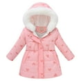 thumbnail image 1 of Povozer Girls Winter Long Puffer Coat Thick Padded Soft Fleece Jacket with Hood(Hot Pink,4-5Y), 1 of 6