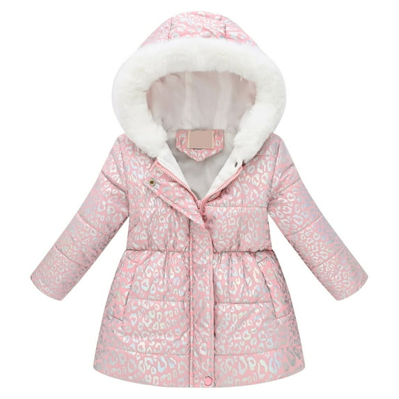 Povozer Girls Winter Long Warm Coat Sherpa Lined Parka Jacket with Hood(Pink,7T-8T)
