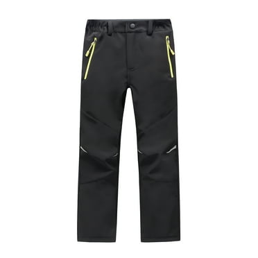 Povozer Girls Winter Outdoor Skiing Pants Kids Warm Fleece Lined Softshell Trousers(Black,5-6Y)