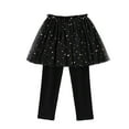 thumbnail image 1 of Povozer Girls Winter Pants Leggings with Tutu Skirts Stretch Warm Jegging(Black,3-4Y), 1 of 5
