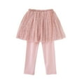 thumbnail image 1 of Povozer Girls Winter Pants Leggings with Tutu Skirts Stretch Warm Jegging(Pink,3-4Y), 1 of 6