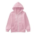 thumbnail image 1 of Povozer Girls Zip up Hoodies Long Sleeve Casual Sweatshirts Jacket with Pockets(Pink,5-6Y), 1 of 5