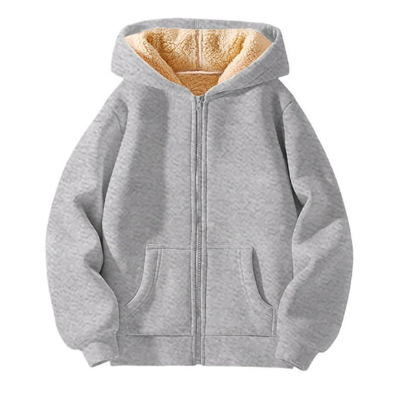 Povozer Girls Zip up Hoodies Teen Fleece Sweatshirts Jacket Casual Fall Hoodie(Gray,8-9T)