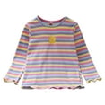 thumbnail image 1 of Povozer Girls and Boys Striped Long Sleeve Shirts Cotton Crew Neck Basic Long Sleeve Tees Soft Kids' Long Sleeve T-Shirts Top(Pink,12-18 Months), 1 of 6