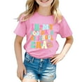 thumbnail image 1 of Povozer Girls and Toddlers' Short-Sleeve Graphic T-Shirts，Summer Crewneck Kids Tee Tops, Girl Clothes Outifit (Pink, 120), 1 of 4