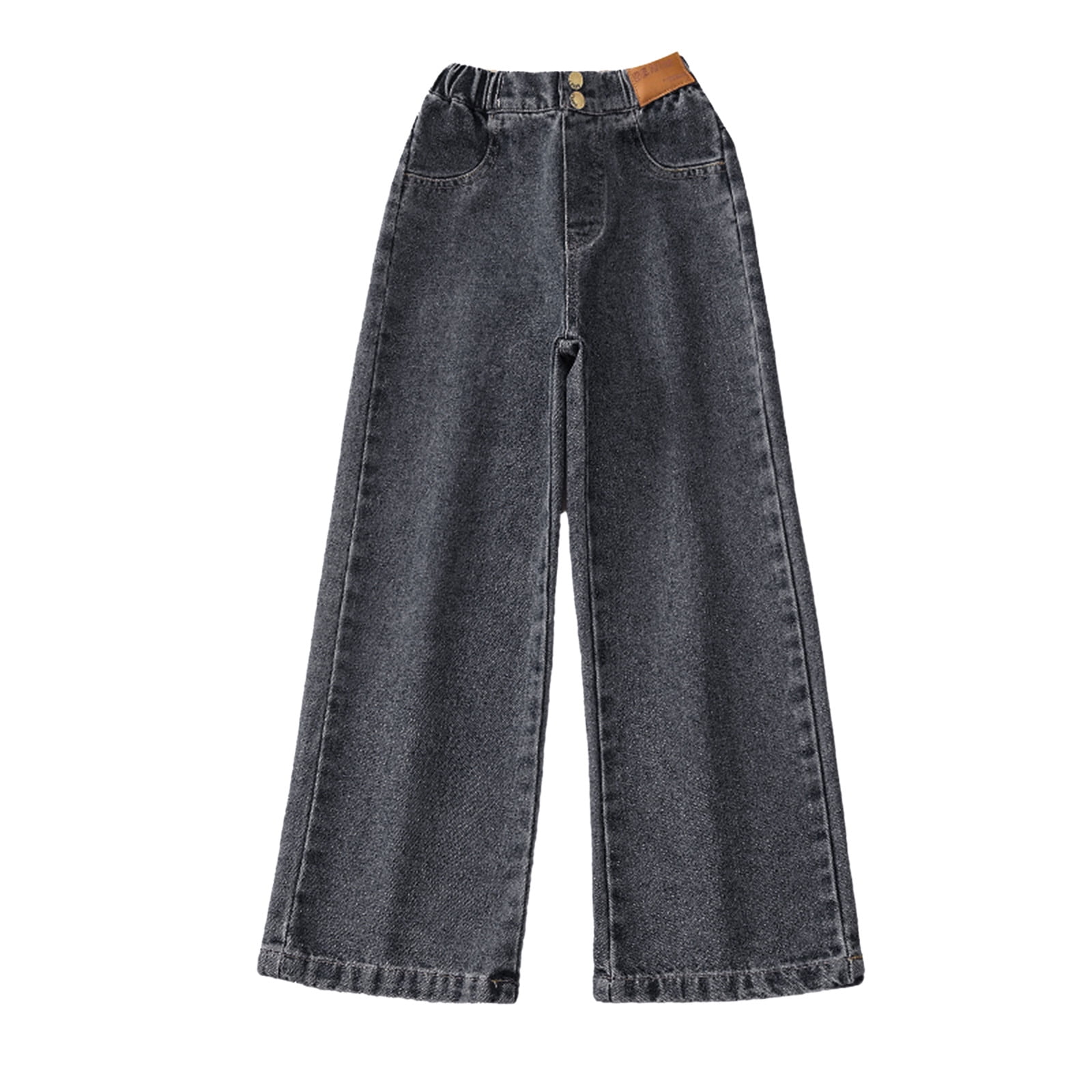 Povozer Girls's Jeans Wide Leg Flare Cargo Jeans Denim Pants