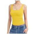 thumbnail image 1 of Povozer Going out Tops for Women Tank Tops Sleeveless Slim Cami Shirts Solid Color Undershirt(Yellow,M), 1 of 4