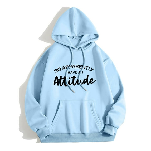Povozer Hoodies for Women Cute Preppy Sweatshirt Teen Girls Long Sleeve Pullover Hooded Tops Fall Winter Clothes 2025(Light Blue,XL)