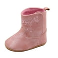 thumbnail image 1 of Povozer Infant Baby Boys Girls Plush Winter Snow Boots Cowboy Soft Boots(Red,7), 1 of 6