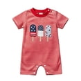 thumbnail image 1 of Povozer Infant Boys Romper Baby Bodysuit America 250 Baby Boys Girls Summer Comfortable Breathable Bodysuits Independence Day Cute Cartoon Print Bodysuits Size 0-3 Months,Red, 1 of 4